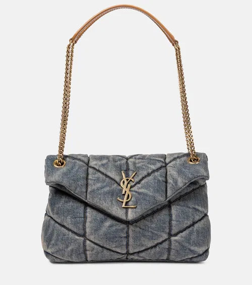 YSL Puffer Small Denim Shoulder Bag